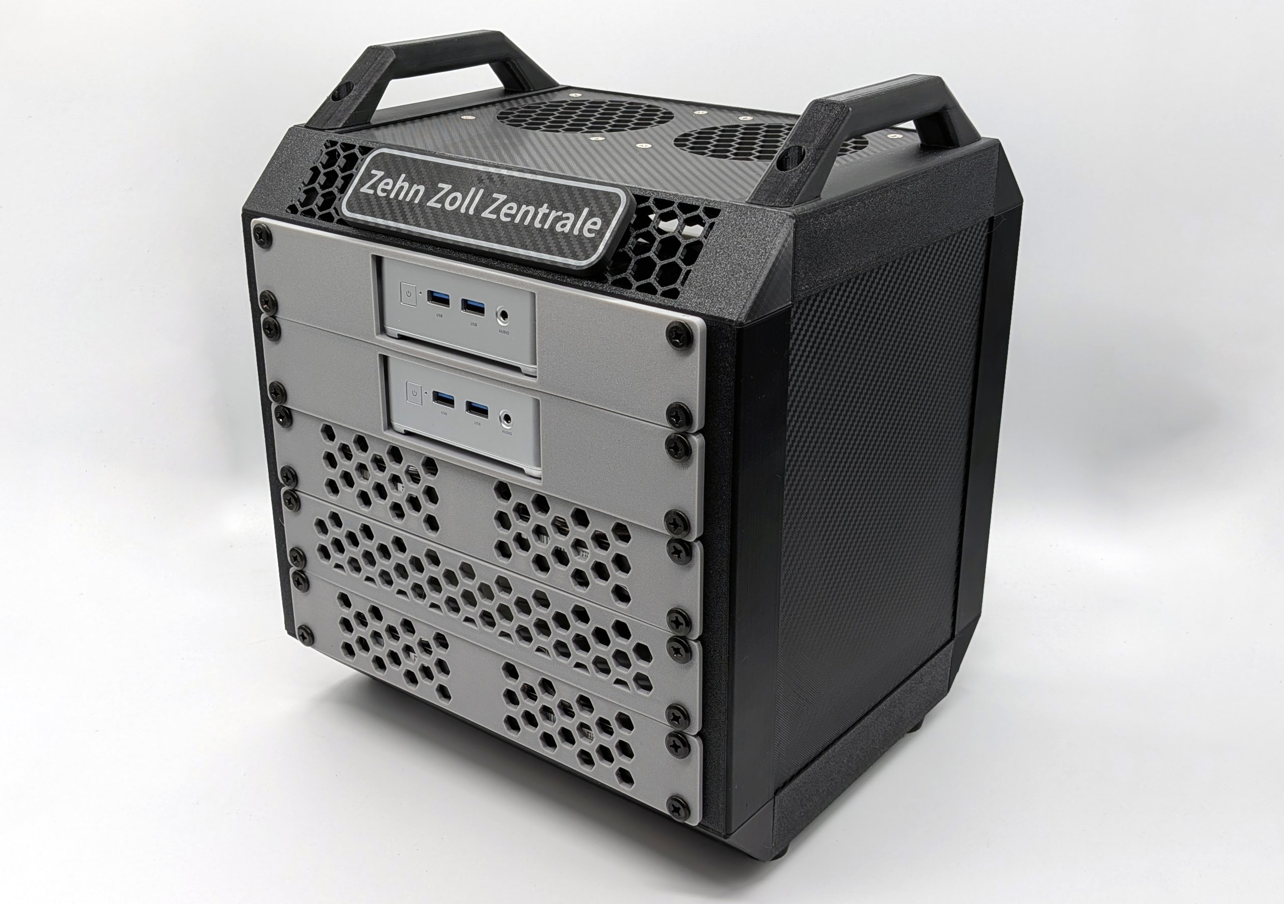 Lab Rax and Proxmox Cluster - 3D-printed 10" rack made from Centauri Carbon